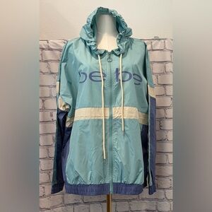 bebe Sport :2X Woman Light Teal and Periwinkle Colorblock Windbreaker Jacket